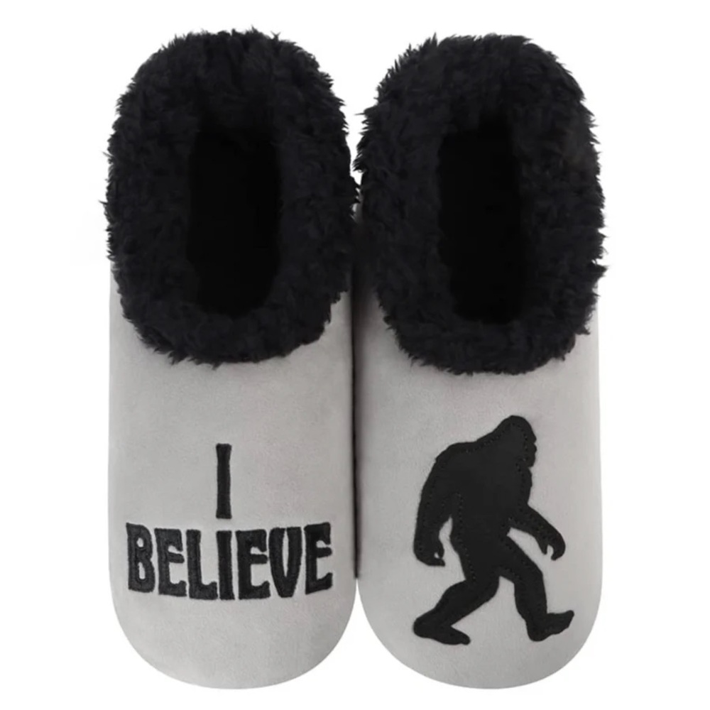 Snoozies! I Believe Bigfoot/Sasquatch/Yeti Sherpa-Lined Slippers, Size M (9/10)